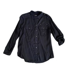 Black Oversized Pocket Boyfriend Shirt